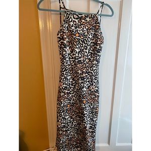 Backless animal print body con dress